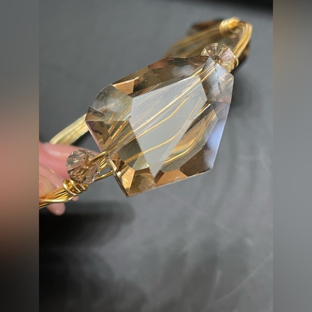 Gold tone wire wrapped stackable bangle bracelet